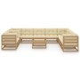 Set de muebles de jardín 11 pzs cojines madera pino marrón miel de , Conjuntos de jardín - Ref: Foro24-3076982, Precio: 1,00 ...