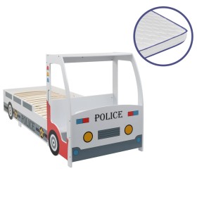 Cama infantil coche de policía colchón viscoelástico 90x200 cm de vidaXL, Cunas y camas para niños - Ref: Foro24-278783, Prec...