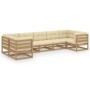 Set de muebles de jardín 7 pzs cojines madera pino marrón miel de , Conjuntos de jardín - Ref: Foro24-3077307, Precio: 758,31...