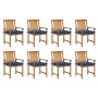 Garden chairs with cushions 8 pcs solid acacia wood by , Garden chairs - Ref: Foro24-3078203, Price: 554,07 €, Discount: %