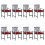 Garden chairs with cushions 8 pcs solid gray acacia wood by , Garden chairs - Ref: Foro24-3078255, Price: 526,37 €, Discount: %