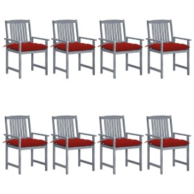 Garden chairs with cushions 8 pcs solid gray acacia wood by , Garden chairs - Ref: Foro24-3078255, Price: 526,37 €, Discount: %