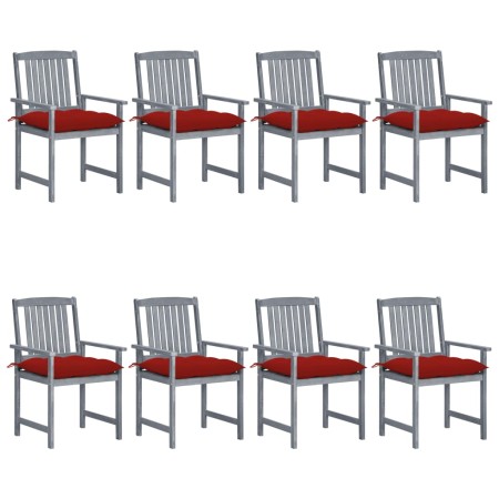 Garden chairs with cushions 8 pcs solid gray acacia wood by , Garden chairs - Ref: Foro24-3078255, Price: 526,37 €, Discount: %