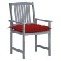 Garden chairs with cushions 8 pcs solid gray acacia wood by , Garden chairs - Ref: Foro24-3078255, Price: 526,37 €, Discount: %