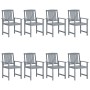 Garden chairs with cushions 8 pcs solid gray acacia wood by , Garden chairs - Ref: Foro24-3078255, Price: 526,37 €, Discount: %