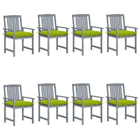 Garden chairs with cushions 8 pcs solid gray acacia wood by , Garden chairs - Ref: Foro24-3078260, Price: 526,37 €, Discount: %