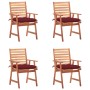 Garden dining chairs and cushions 4 pcs solid acacia wood by , Garden chairs - Ref: Foro24-3078344, Price: 252,47 €, Discount: %