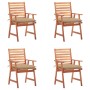 Garden dining chairs and cushions 4 pcs solid acacia wood by , Garden chairs - Ref: Foro24-3078338, Price: 252,99 €, Discount: %