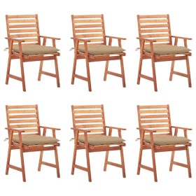 Garden dining chairs and cushions 6 units solid acacia wood by , Garden chairs - Ref: Foro24-3078365, Price: 392,99 €, Discou...