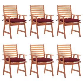 Garden dining chairs and cushions 6 units solid acacia wood by , Garden chairs - Ref: Foro24-3078371, Price: 420,27 €, Discou...