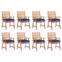 Garden dining chairs and cushions 8 units solid acacia wood by , Garden chairs - Ref: Foro24-3078399, Price: 546,01 €, Discou...