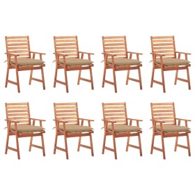 Garden dining chairs and cushions 8 units solid acacia wood by , Garden chairs - Ref: Foro24-3078392, Price: 519,99 €, Discou...