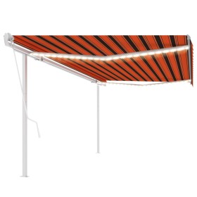 Automatic awning with LED and wind sensor orange brown 5x3m by , Awnings - Ref: Foro24-3069995, Price: 758,95 €, Discount: %