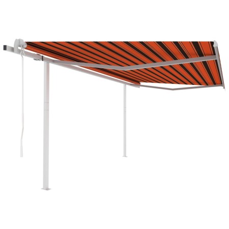 Automatic retractable awning with orange and brown poles 4x3.5 m by , Awnings - Ref: Foro24-3070030, Price: 602,99 €, Discoun...