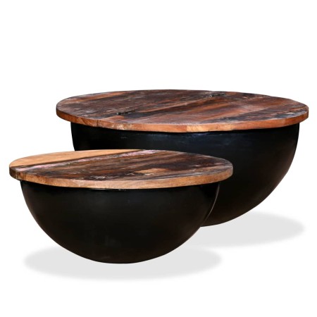 Set of 2 black recycled wood bowl-shaped coffee tables by , Coffee table - Ref: Foro24-245257, Price: 121,30 €, Discount: %