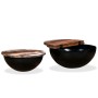 Set of 2 black recycled wood bowl-shaped coffee tables by , Coffee table - Ref: Foro24-245257, Price: 121,17 €, Discount: %