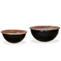 Set of 2 black recycled wood bowl-shaped coffee tables by , Coffee table - Ref: Foro24-245257, Price: 121,17 €, Discount: %