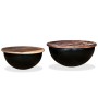 Set of 2 black recycled wood bowl-shaped coffee tables by , Coffee table - Ref: Foro24-245257, Price: 121,17 €, Discount: %