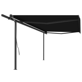 Toldo retráctil automático con postes gris antracita 5x3 m de , Toldos - Ref: Foro24-3070189, Precio: 691,64 €, Descuento: %