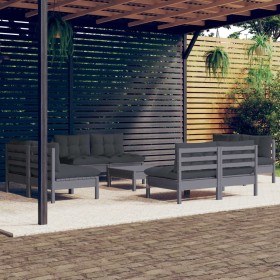 Garden furniture 9 pieces with anthracite pine wood cushions by , Garden sets - Ref: Foro24-3096048, Price: 811,26 €, Discoun...