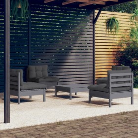 Garden furniture 5 pieces with anthracite pine wood cushions by , Garden sets - Ref: Foro24-3096036, Price: 415,36 €, Discoun...