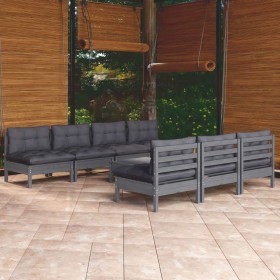 Garden furniture 8 pieces with anthracite pine wood cushions by , Garden sets - Ref: Foro24-3096138, Price: 740,83 €, Discoun...