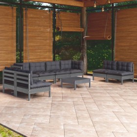 Garden furniture set 9 pieces and cushions solid pine wood by , Garden sets - Ref: Foro24-3096240, Price: 805,99 €, Discount: %