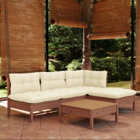 Garden furniture 5 pieces and cushions honey brown pine wood by , Garden sets - Ref: Foro24-3096307, Price: 431,84 €, Discoun...