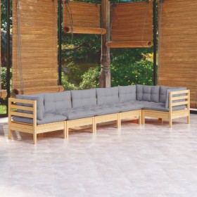 Garden furniture set 6 pieces and pine wood cushions by , Garden sets - Ref: Foro24-3096393, Price: 471,99 €, Discount: %