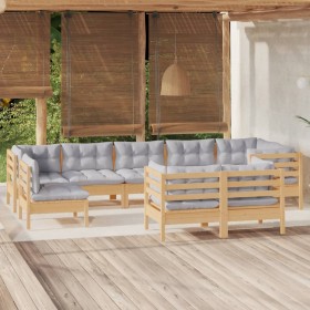 Garden furniture set 9 pieces and cushions solid pine wood by , Garden sets - Ref: Foro24-3096525, Price: 714,99 €, Discount: %