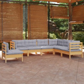 Garden furniture set 7 pieces and cushions solid pine wood by , Garden sets - Ref: Foro24-3096718, Price: 528,99 €, Discount: %