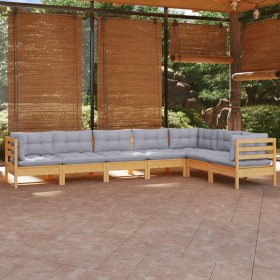 Garden furniture set 7 pieces and cushions solid pine wood by , Garden sets - Ref: Foro24-3096694, Price: 528,99 €, Discount: %