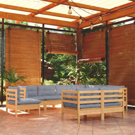 Garden furniture set 9 pieces and cushions solid pine wood by , Garden sets - Ref: Foro24-3096766, Price: 746,49 €, Discount: %