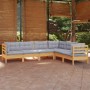 Garden furniture set 6 pieces and cushions solid pine wood by , Garden sets - Ref: Foro24-3096682, Price: 493,84 €, Discount: %