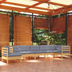 Garden furniture set 8 pieces and cushions solid pine wood by , Garden sets - Ref: Foro24-3096730, Price: 678,17 €, Discount: %