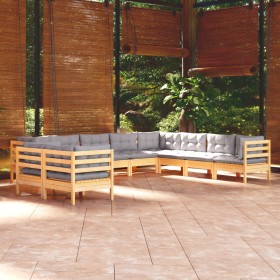 Garden furniture set 10 pieces and cushions solid pine wood by , Garden sets - Ref: Foro24-3096910, Price: 802,99 €, Discount: %