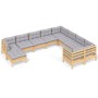 Garden furniture set 10 pieces and pine wood cushions by , Garden sets - Ref: Foro24-3097030, Price: 787,44 €, Discount: %