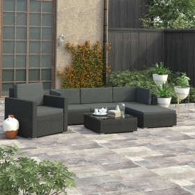 6-piece garden furniture set and black synthetic rattan cushions by vidaXL, Garden sets - Ref: Foro24-46754, Price: 615,99 €,...