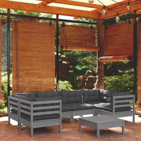 Gartenmöbel-Set 7-teilig und Kissen aus grauem Kiefernholz von , Gartensets - Ref: Foro24-3097303, Preis: 585,98 €, Rabatt: %