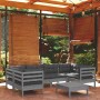 Juego de muebles de jardín 7 pzas y cojines madera de pino gris de , Conjuntos de jardín - Ref: Foro24-3097303, Precio: 585,9...