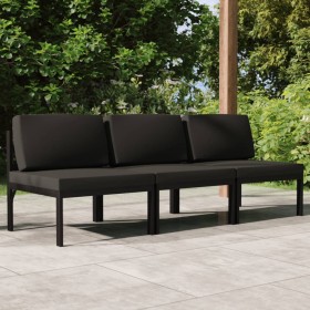 3-seater garden sofa with anthracite gray aluminum cushions by , Garden sets - Ref: Foro24-3107783, Price: 494,01 €, Discount: %