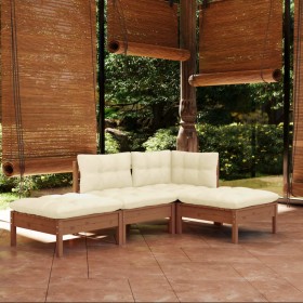 Muebles de jardín 4 piezas cojines madera maciza de pino de , Conjuntos de jardín - Ref: Foro24-3096289, Precio: 344,99 €, De...