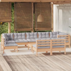 Garden furniture set 10 pieces and cushions solid pine wood by , Garden sets - Ref: Foro24-3096483, Price: 758,99 €, Discount: %