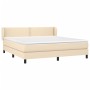 Cama box spring con colchón tela color crema 160x200 cm de , Camas y somieres - Ref: Foro24-3126178, Precio: 512,29 €, Descue...