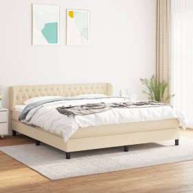 Box spring bed with cream fabric mattress 180x200 cm by , Beds and slatted bases - Ref: Foro24-3126506, Price: 576,99 €, Disc...