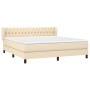 Cama box spring con colchón tela color crema 180x200 cm de , Camas y somieres - Ref: Foro24-3126506, Precio: 576,99 €, Descue...