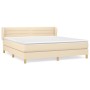 Cama box spring con colchón tela color crema 180x200 cm de , Camas y somieres - Ref: Foro24-3126906, Precio: 558,83 €, Descue...