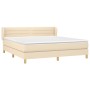 Cama box spring con colchón tela color crema 180x200 cm de , Camas y somieres - Ref: Foro24-3126906, Precio: 558,83 €, Descue...