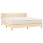 Cama box spring con colchón tela color crema 180x200 cm de , Camas y somieres - Ref: Foro24-3126986, Precio: 559,02 €, Descue...