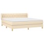 Cama box spring con colchón tela color crema 180x200 cm de , Camas y somieres - Ref: Foro24-3127066, Precio: 575,88 €, Descue...